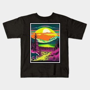 Boating Adventure Embracing Nature's Elements Vintage Aesthetic 60s Kids T-Shirt